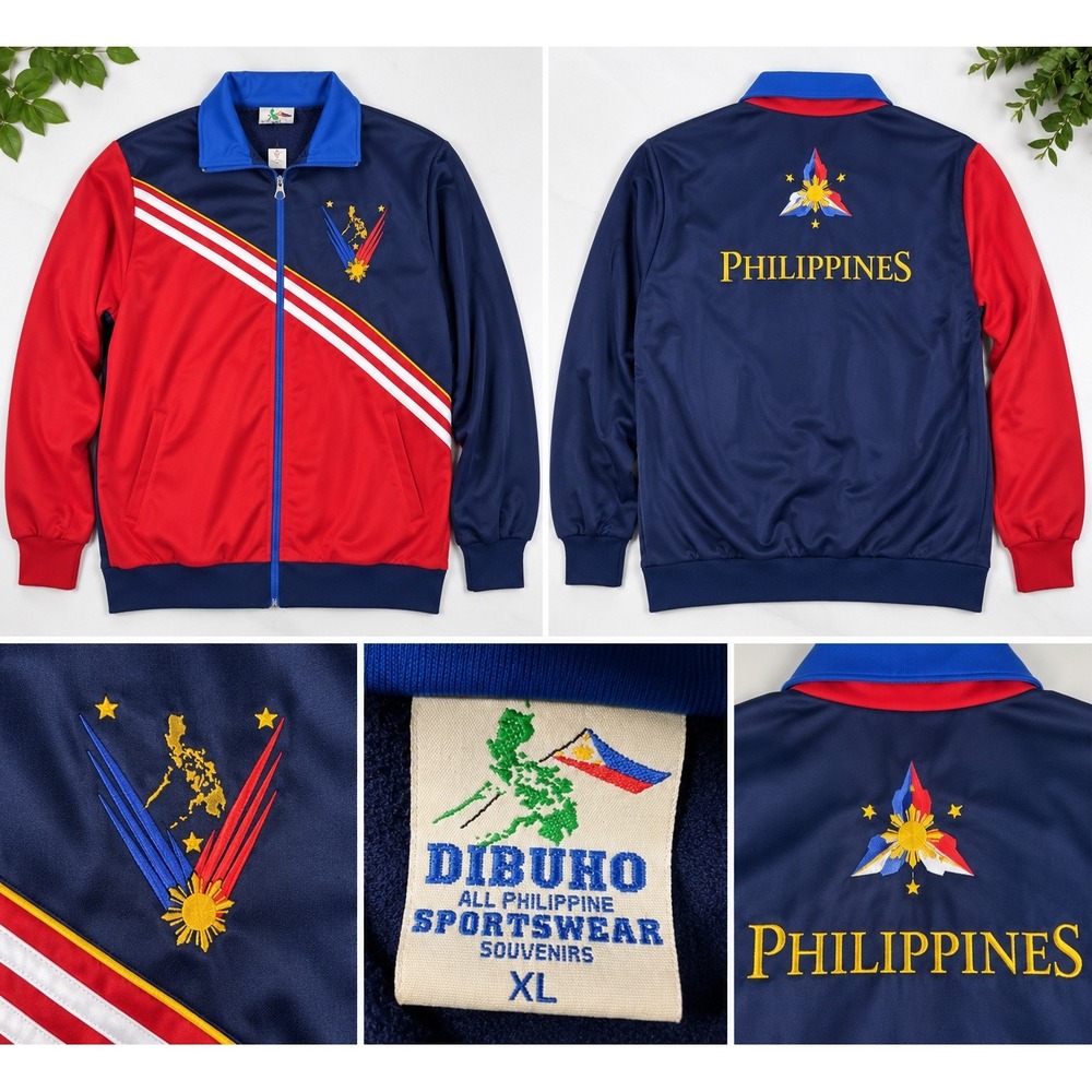 Dibuho Philippines Sportswear Souvenir Track Jacket XL Blue Red Embroidered